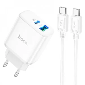 Зарядное Устройство Hoco C105A Stage + Кабель USB-C to USB-C (PD20W + QC3,0) [White]